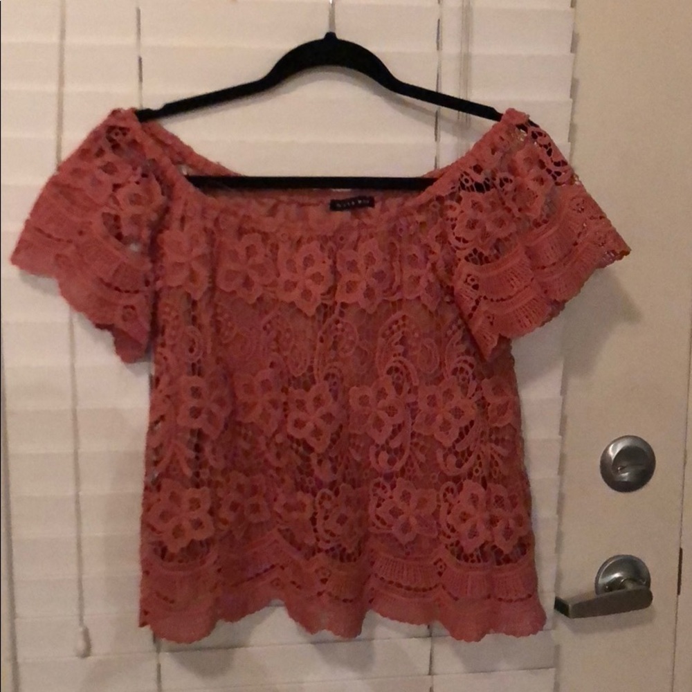 Adorable off the shoulder lace top.
